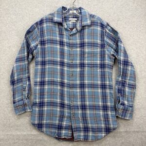 Peter Millar Flannel Shirt Mens Medium Blue Plaid Mountainside Button Up Crown